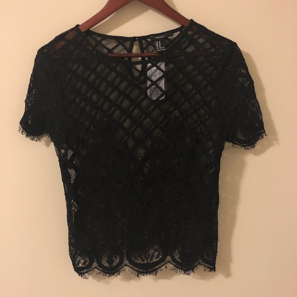Forever 21 Short Sleeve Net Top